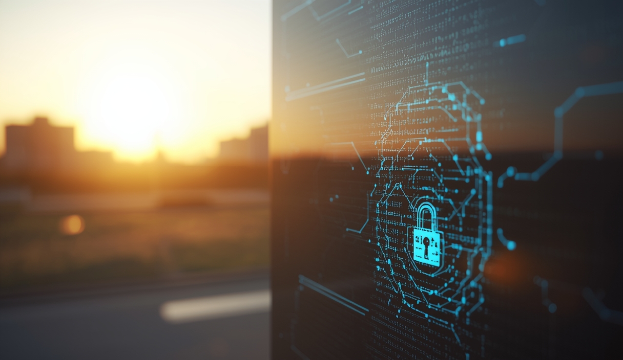 Gambar buatan AI, bukan foto asli: cyber security digital lock, ilustrasi untuk berita: Bos OpenAI Minta Publik Maklumi Risiko Penipuan dan Peretasan AI.