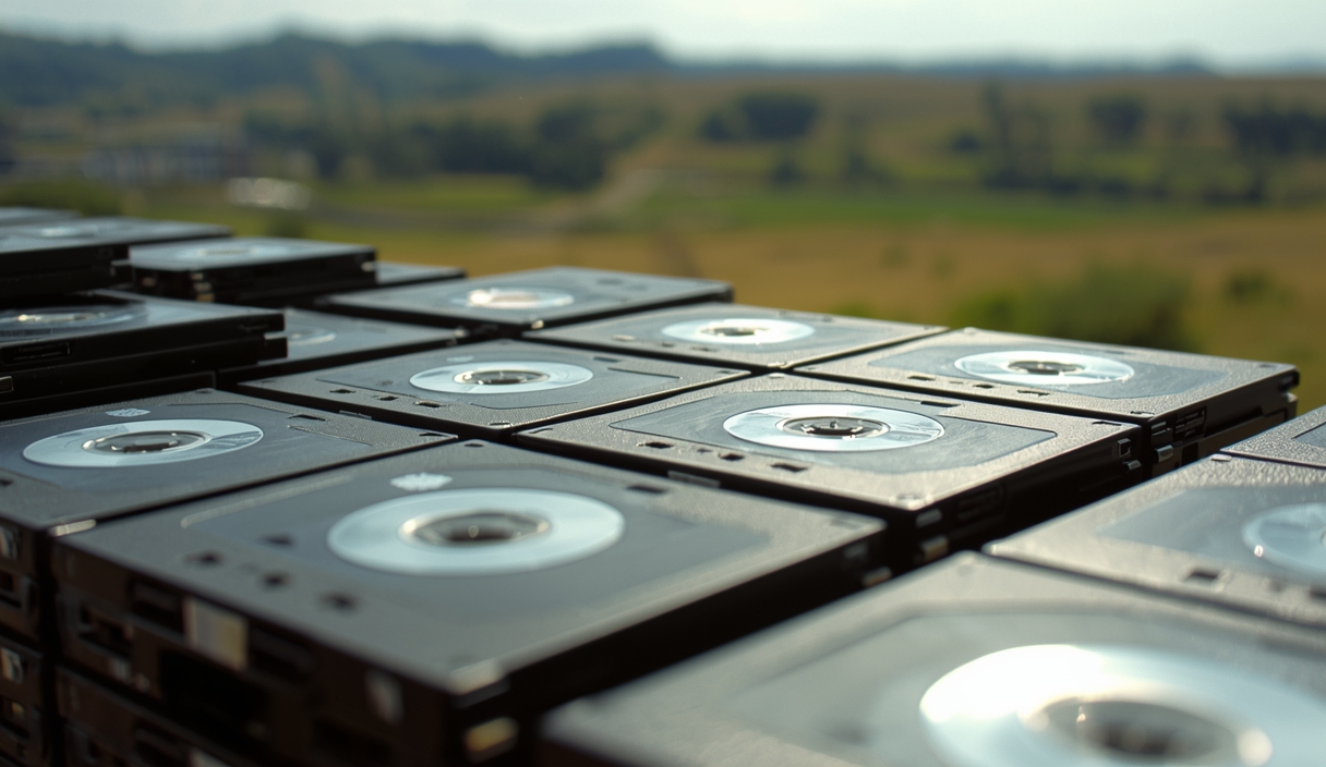 Gambar buatan AI, bukan foto asli: magnetic data tape cartridges, ilustrasi untuk berita: Fujifilm Genjot Produksi Kaset Pita AI Lima Kali Lipat.