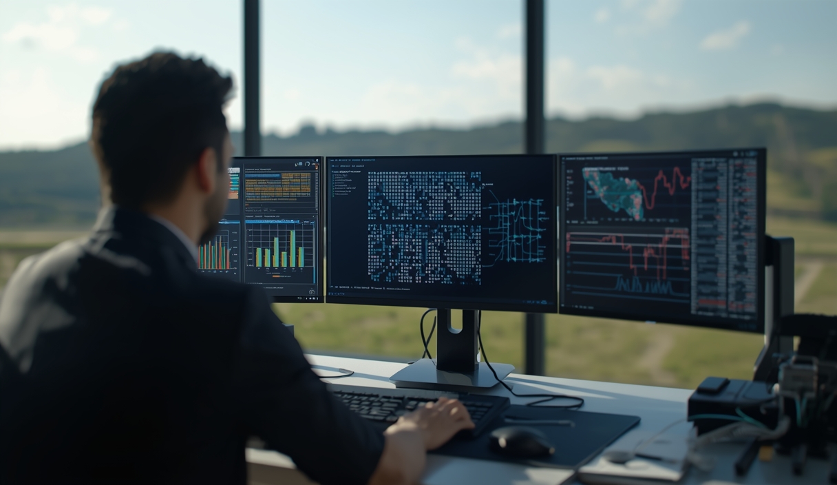 Gambar buatan AI, bukan foto asli: enterprise security dashboard AI monitoring, ilustrasi untuk berita: Keamanan Data Perusahaan Terancam oleh Karyawan Non-Teknis.