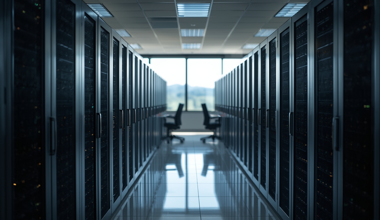 Gambar buatan AI, bukan foto asli: computer security server office, ilustrasi untuk berita: Microsoft Ingatkan Bahaya Agen AI di Kantor: Berisiko Jadi Ancaman dari Dalam.