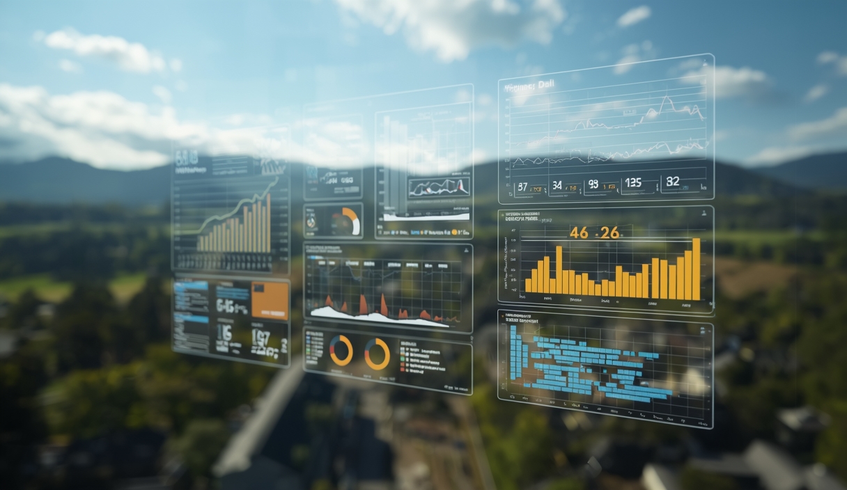 Gambar buatan AI, bukan foto asli: interactive digital data dashboard, ilustrasi untuk berita: OpenAI Luncurkan Fitur Visual Intelligent UI di GPT-6.